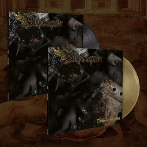 A vinyl record album shown with its jacket cover and a gold-colored record partially visible. The cover art is dark and gritty with the band name 'Brodequin' in ornate gold lettering at the top and the title 'Methods of Execution' in gold at the bottom.