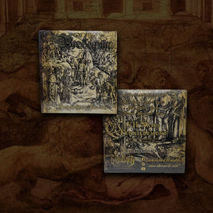 Front and back of the Brodequin - Perpetuation of Suffering 7 inch EP  arranged on a brown textured background.